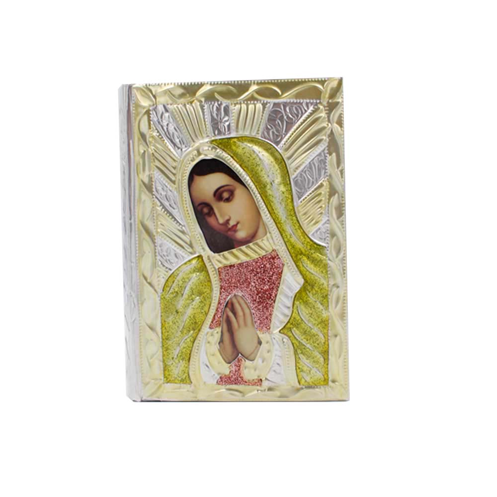 Biblia con repujado Vírgen de Guadalupe. Chica