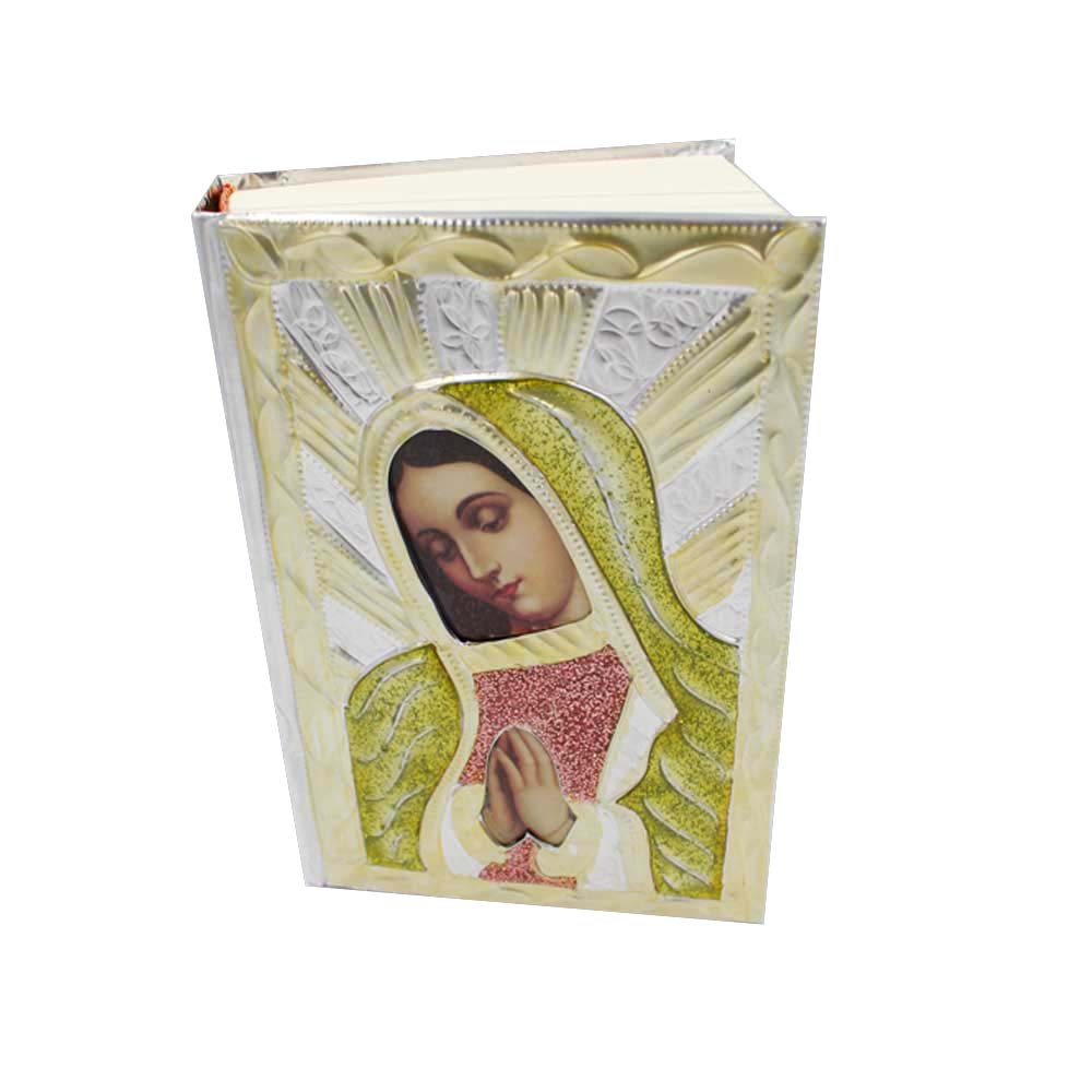 Biblia con repujado Vírgen de Guadalupe. Chica