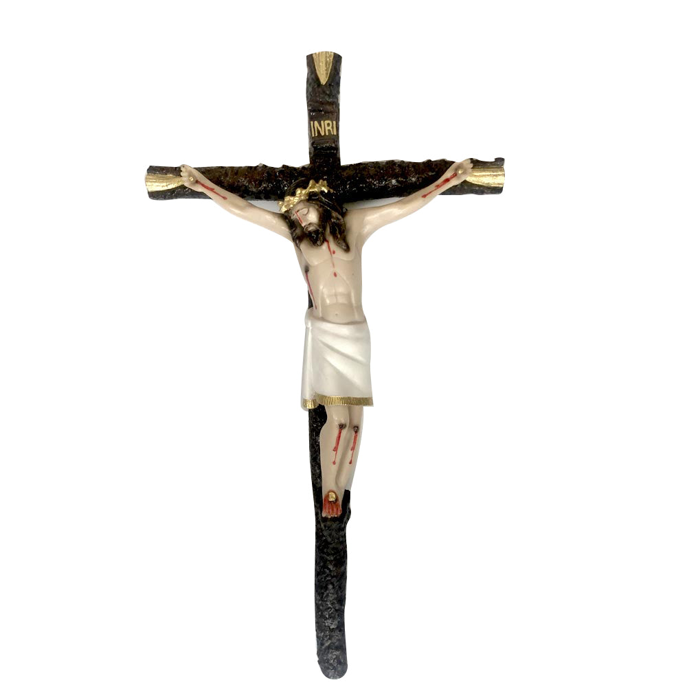 Cristo de resina con cruz de pasta. Mediano