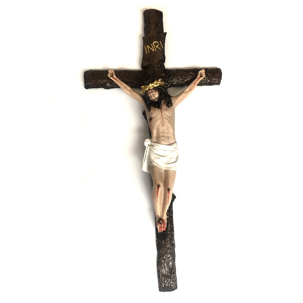 Cristo de resina con cruz. Grande
