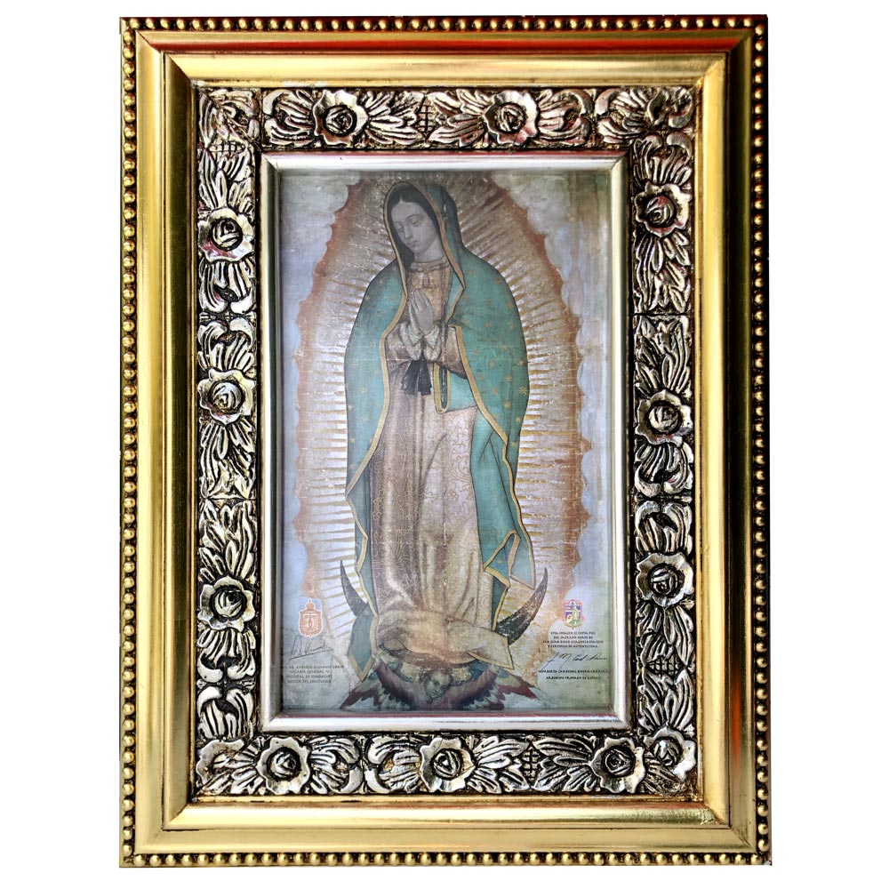 Cuadro en hoja de oro y plata Vírgen de Guadalupe