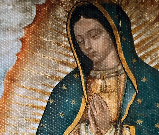 Réplica oficial del manto de la Vírgen de Guadalupe en lienzo de algodón.